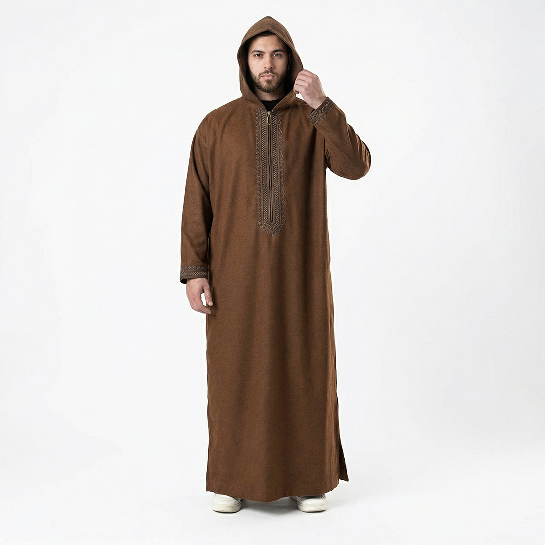 Wool Thawb Saddle Brown
