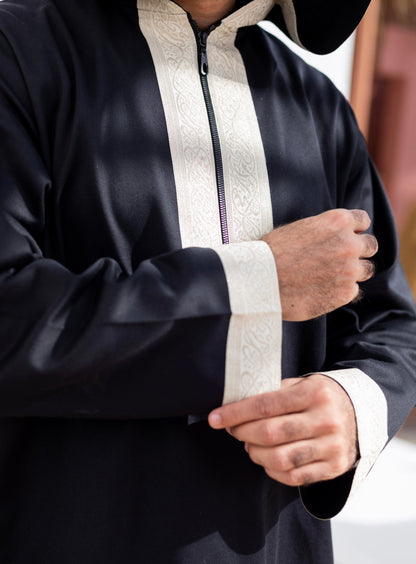 Black ( Arabic Border - Long Sleeve ) kaftan